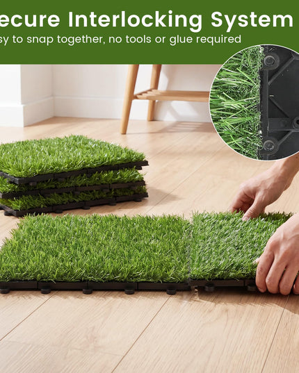 Giantex 30 Pack Interlocking Artificial Grass Tiles (12" x 12")