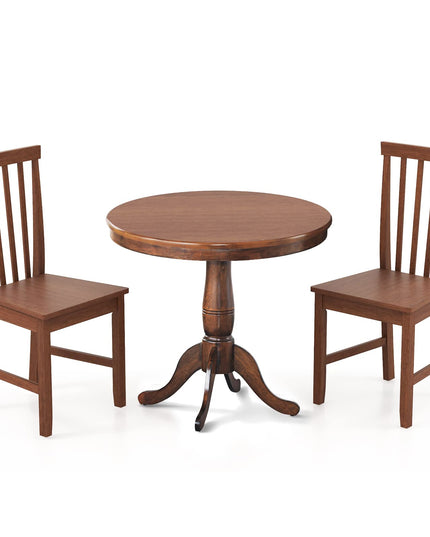 3-Piece Kitchen Table Set, Mid-Century Round Dining Table & Chairs Set for 2, Walnut