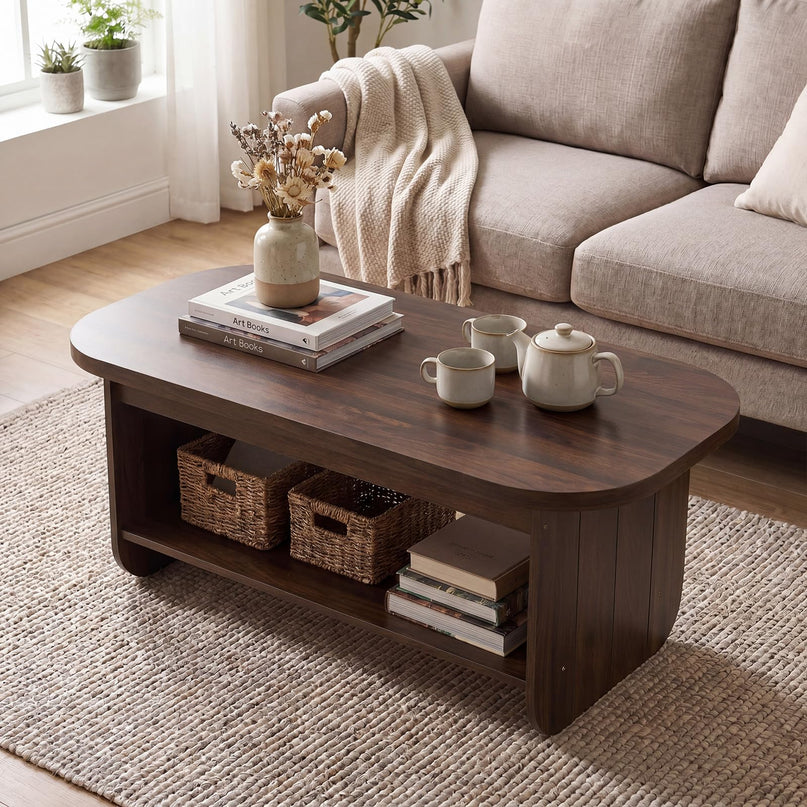 Giantex Oval Coffee Table 47" Mid Century Modern Center Table