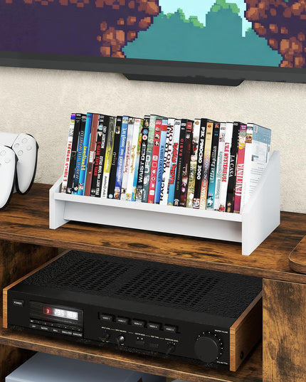 Giantex Bibliothèque de table inclinable en bois pour magazines, CD et disques de jeux vidéo (1/2)