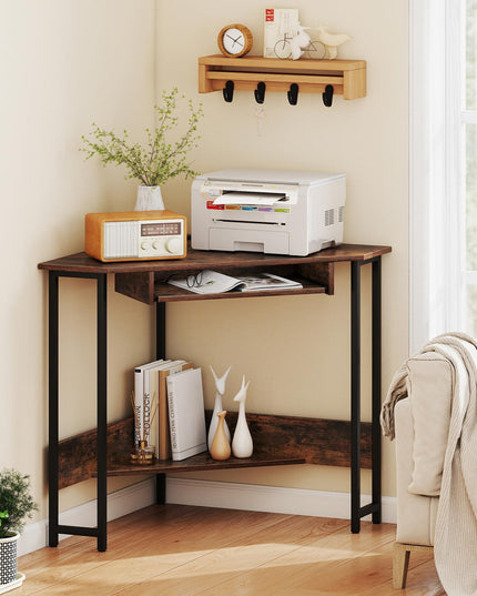 Giantex Small Corner Desk with Charging Station