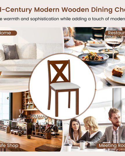 Giantex Wooden Dining Chairs Set of 2/4 for Living Room