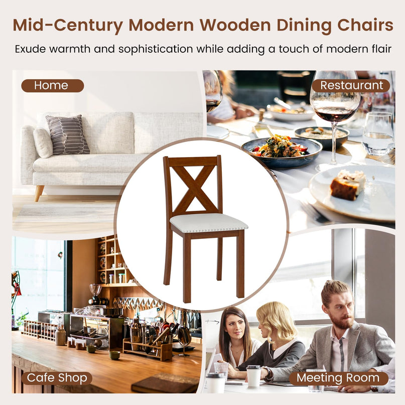 Giantex Wooden Dining Chairs Set of 2/4 for Living Room