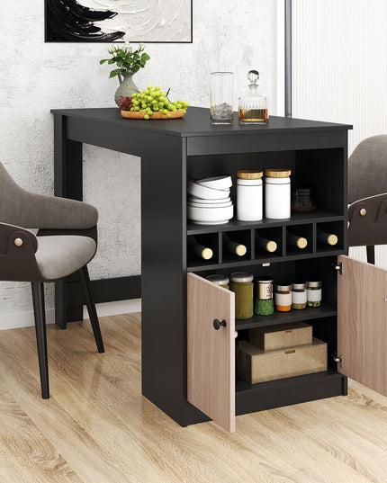 Giantex Counter Height Bar Table with Storage Cabinet