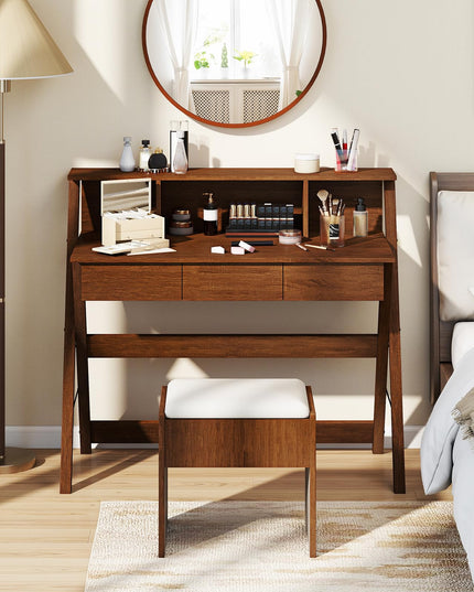 Giantex Mid Century Modern Desk with 3 Drawers