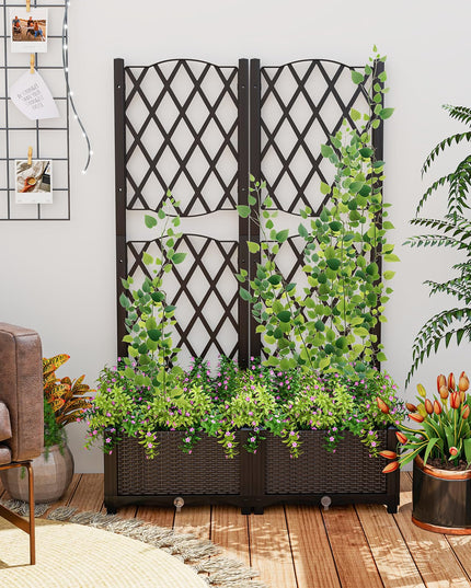 Giantex 2 Pack Raised Garden Beds with Trellis (32”Lx16”Wx48”H)