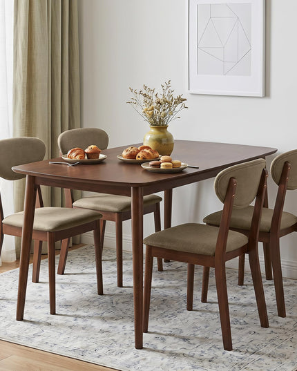 GIANTEX 5-Piece Dining Set for 4 with Rectangular Table & Fabric Chairs for Living Room