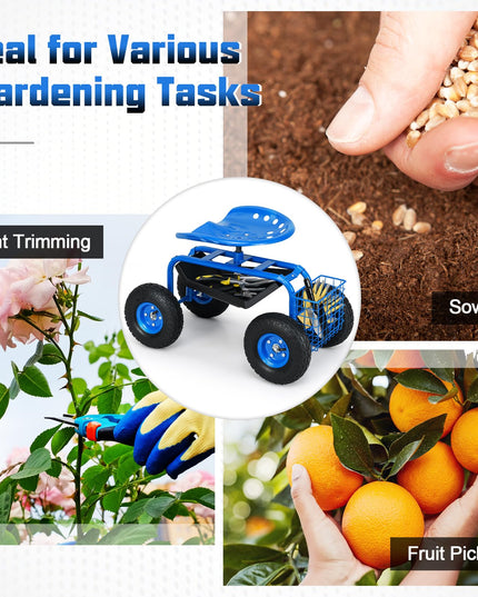 Giantex Garden Cart Rolling Tray Gardening Planting with Work Seat