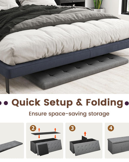 Giantex 43 Inches Folding Storage Ottoman Bench for Living Room