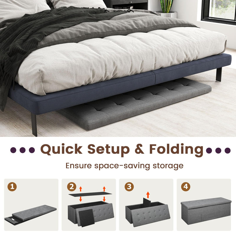 Giantex 43 Inches Folding Storage Ottoman Bench for Living Room