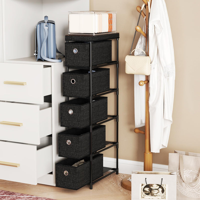 Giantex 5 Drawer Storage Cabinet with Fabric Drawers