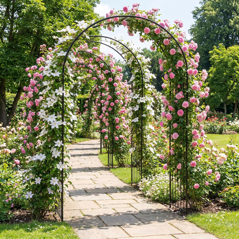 Giantex 87" Decorative Metal Garden Arbor Arch Trellis for Climbing Plants