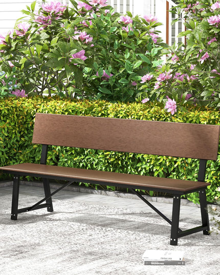 Giantex Outdoor Bench, 4-Person 72 Inches Garden Bench with Weatherproof HDPE Backrest & Seat