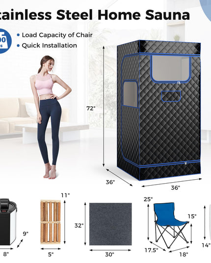 Giantex Portable Steam Sauna, Full Body Sauna Box with 3L Steam Generator, Remote Control