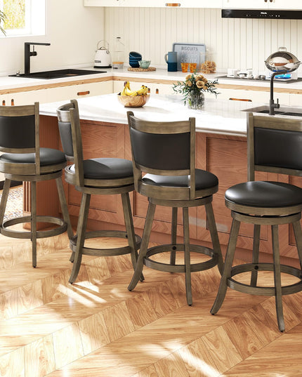 Tabouret de bar à hauteur de comptoir Giantex avec dossier pivotant en bois et revêtement en tissu
