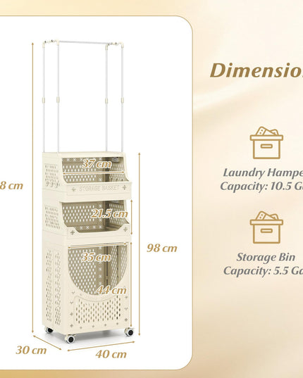 Giantex 4-Tier Laundry Cart with Hanging Rack