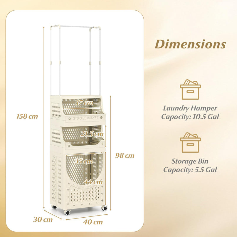 Giantex 4-Tier Laundry Cart with Hanging Rack
