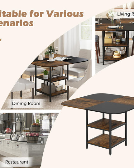 Table à manger carrée Giantex de 120,6 cm pour 4 personnes avec étagère de rangement à 2 niveaux