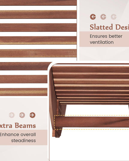 Giantex Outdoor Chaise Lounge Chair - Acacia Wood Outdoor Lounger, Patio Lounge Chair with Slatted Design
