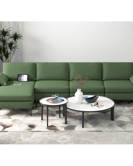 Giantex 130.5" L Convertible Sofa Couch, Sectional Sleeper