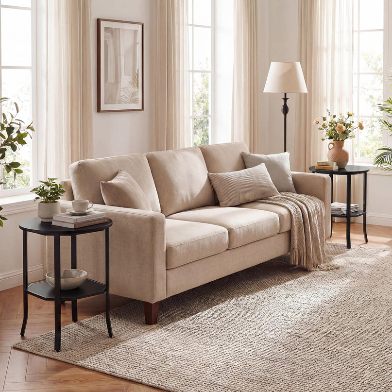 Giantex Lot de 1/2 tables d'appoint rondes à 2 niveaux pour canapé (50,8 cm x 61 cm)