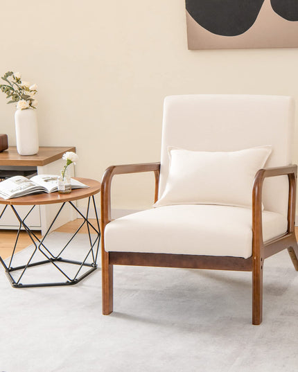 Giantex Modern Accent Chair with Pillow - Comfy Upholstered Lounge Armchair with Anti-Slip Felt Pads