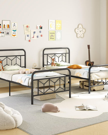 Giantex Metal Twin Bed Frames with Victorian Style Headboard & Footboard, Heavy Duty Slats Support Mattress Foundation