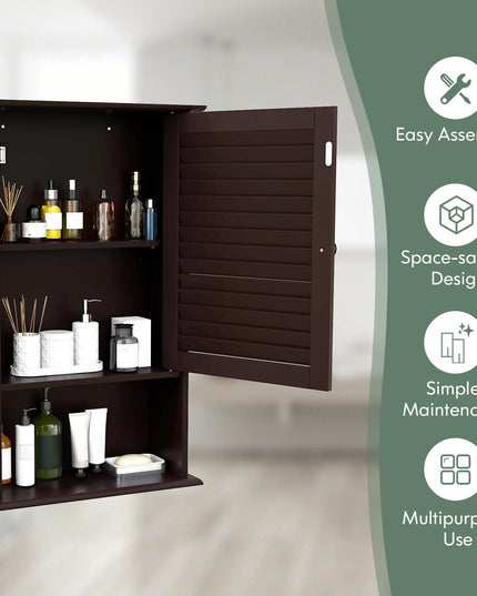 Giantex Bathroom Wall Mount Cabinet - Over The Toilet Storage Organizer with Single Door and Adjustable Shel
