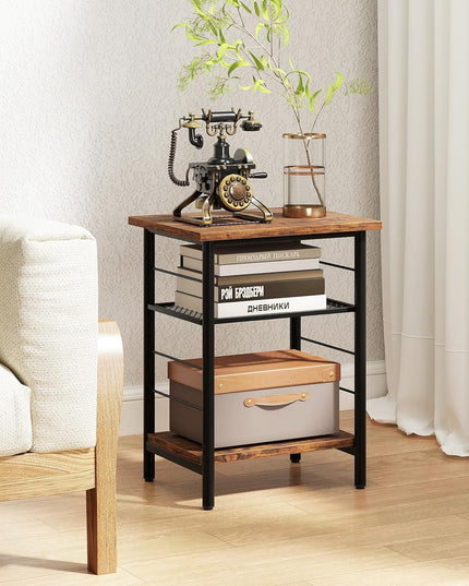 Giantex 3 Tier Side Table with Adjustable Mesh Shelf