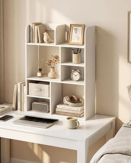 Giantex 3-Tier Desktop Bookshelf with 8 Open Storage Cubes for Computer Desk
