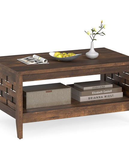 Giantex Farmhouse Coffee Table 2-Tier Center Table