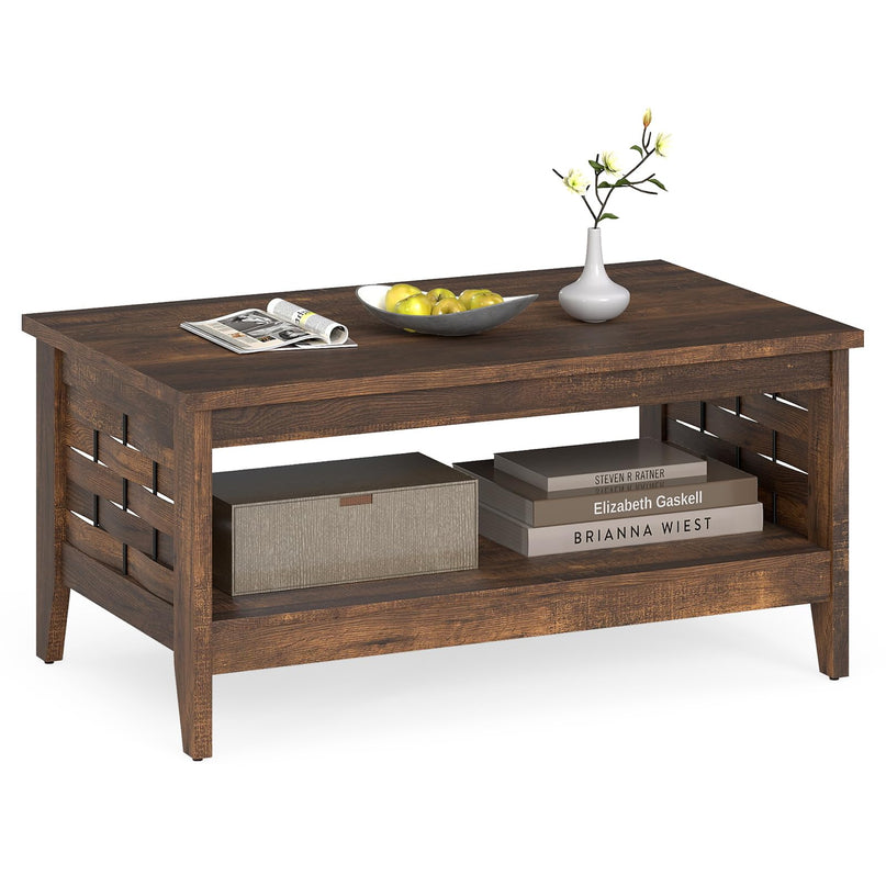Giantex Farmhouse Coffee Table 2-Tier Center Table