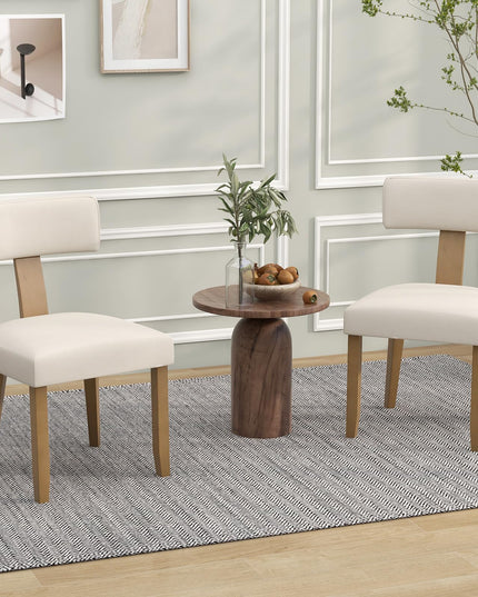 Giantex Upholstered Dining Chairs Set, Mid Century Modern Kitchen Chairs w/Curved Backrest & Rubber Wood Legs