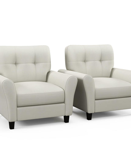Giantex Modern Mid-Century Accent Chair - Linen Living Room Chair with Tufted Back, Grey