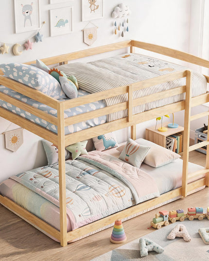 GIANTEX Full Over Full Bunk Bed with Full-Length Guardrails