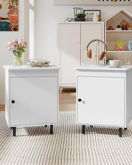 Gianex Mid Century Modern End Table with Door & Heavy-Duty Metal Leg