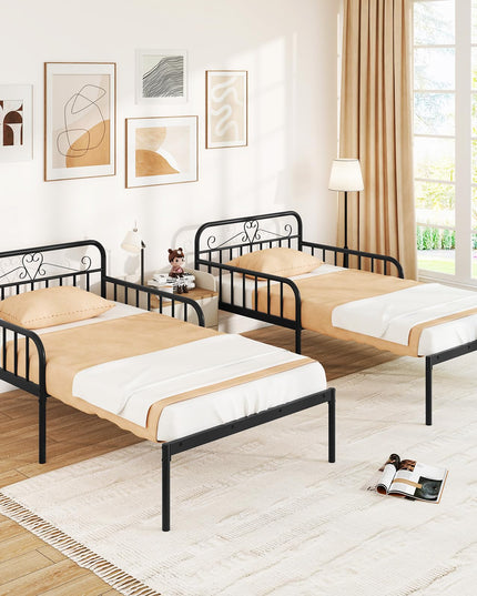 Giantex Metal Twin Bed Frame, Convertible Sofa Bed with Headboard & Armrests, Pull-Out Sleeper Chair Bed