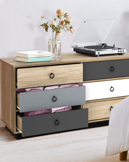 Dresser 6 Drawer Chest Accent Double Clothes Organizer Unit with Sturdy Frame