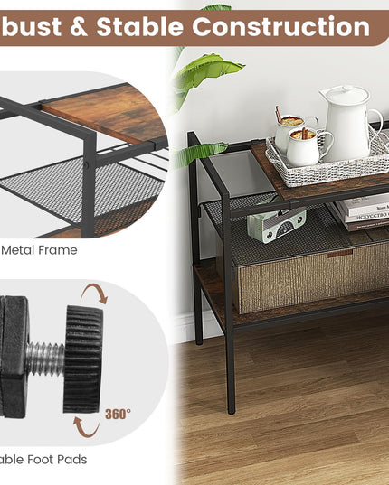 Giantex 3-Tier Storage Rack, 24" Compact Shelving Unit Storage Shelves with Unique Removable Panel for Different Heights