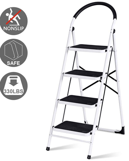 Giantex 4 Step Ladder Folding Step Stool with Anti-Slip Pedal Platform Metal Frame