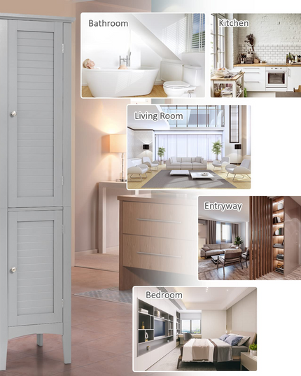 Storage Cabinet Bathroom High Cabinet with 5 Tier Shelves
