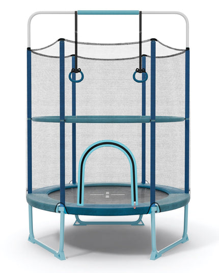 Giantex 60" Trampoline for Kids, 5 Ft Toddler Trampoline with Net, 85" Height Mini Trampoline with Detachable Ring and Horizontal Bar