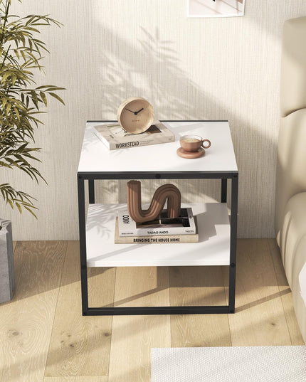 Giantex 20 Inch End Table, Modern Square Side Table with Storage Shelf, Small Coffee Table for Living Room