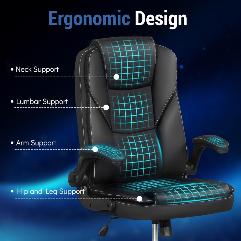 Chaise de bureau ergonomique Giantex avec accoudoirs relevables
