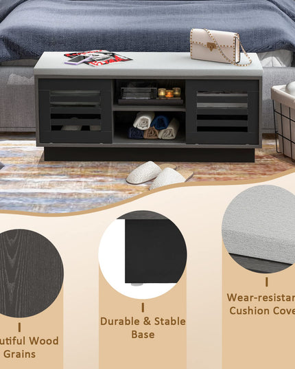 Giantex Entryway Shoe Storage Bench - Shoe Rack w/Seat Cushion & 6 Storage Compartments
