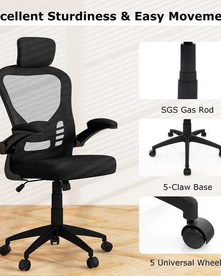 Giantex Ergonomic Mesh Office Chair, Home Office Desk Chair with Adjustable Headrest and Lumbar Support