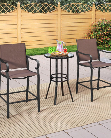 Giantex Counter Height Tall Patio Chairs with Breathable Mesh Fabric Metal Fram