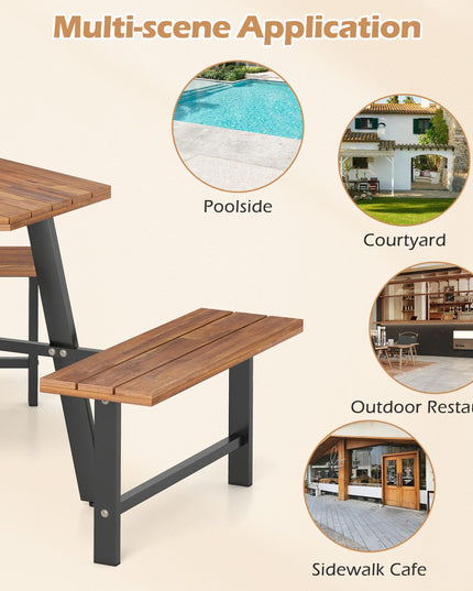 Giantex Picnic Table Bench Set for 6 for Front Porch Patio Lawn Garden