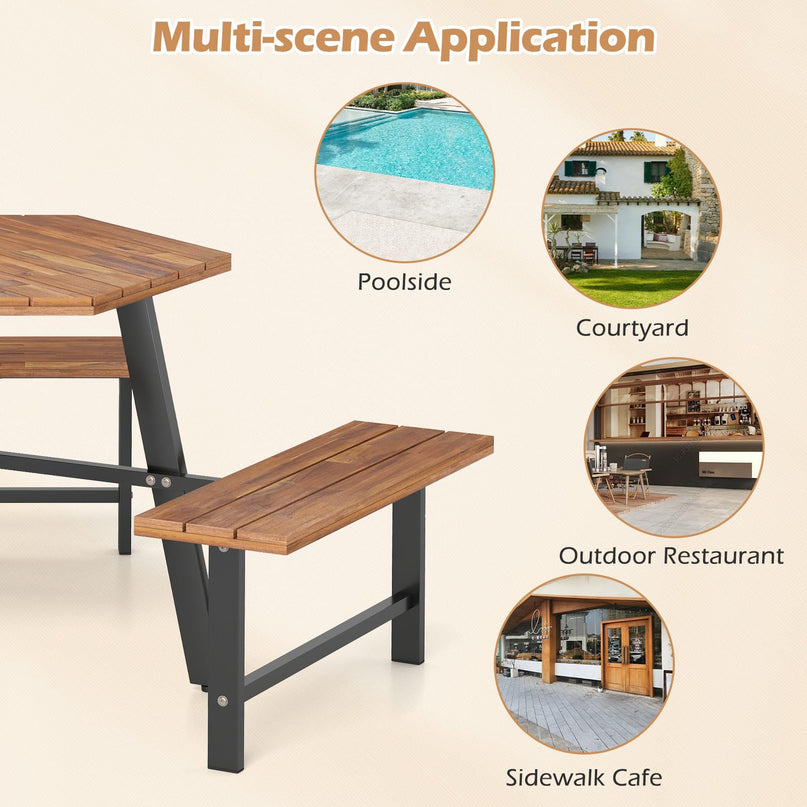 Giantex Picnic Table Bench Set for 6 for Front Porch Patio Lawn Garden