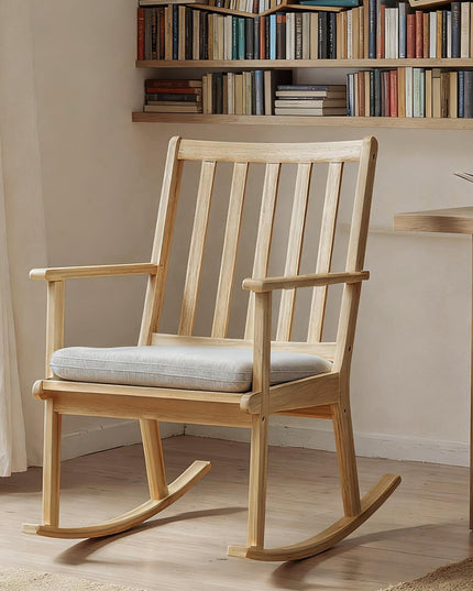 Chaise à bascule Giantex avec coussin et dossier haut à lattes